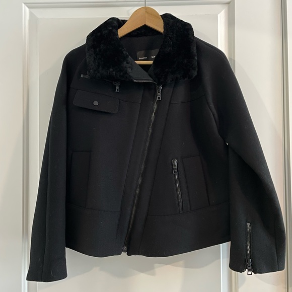 Proenza Schouler Jackets & Blazers - Proenza Schouler Womens Black Wool Lamb Jacket Coat Crop Short Oversized Size 0